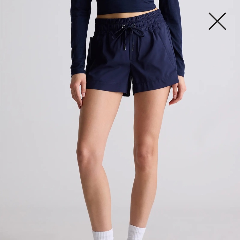 Quince Navy Athletic Drawstring Shorts